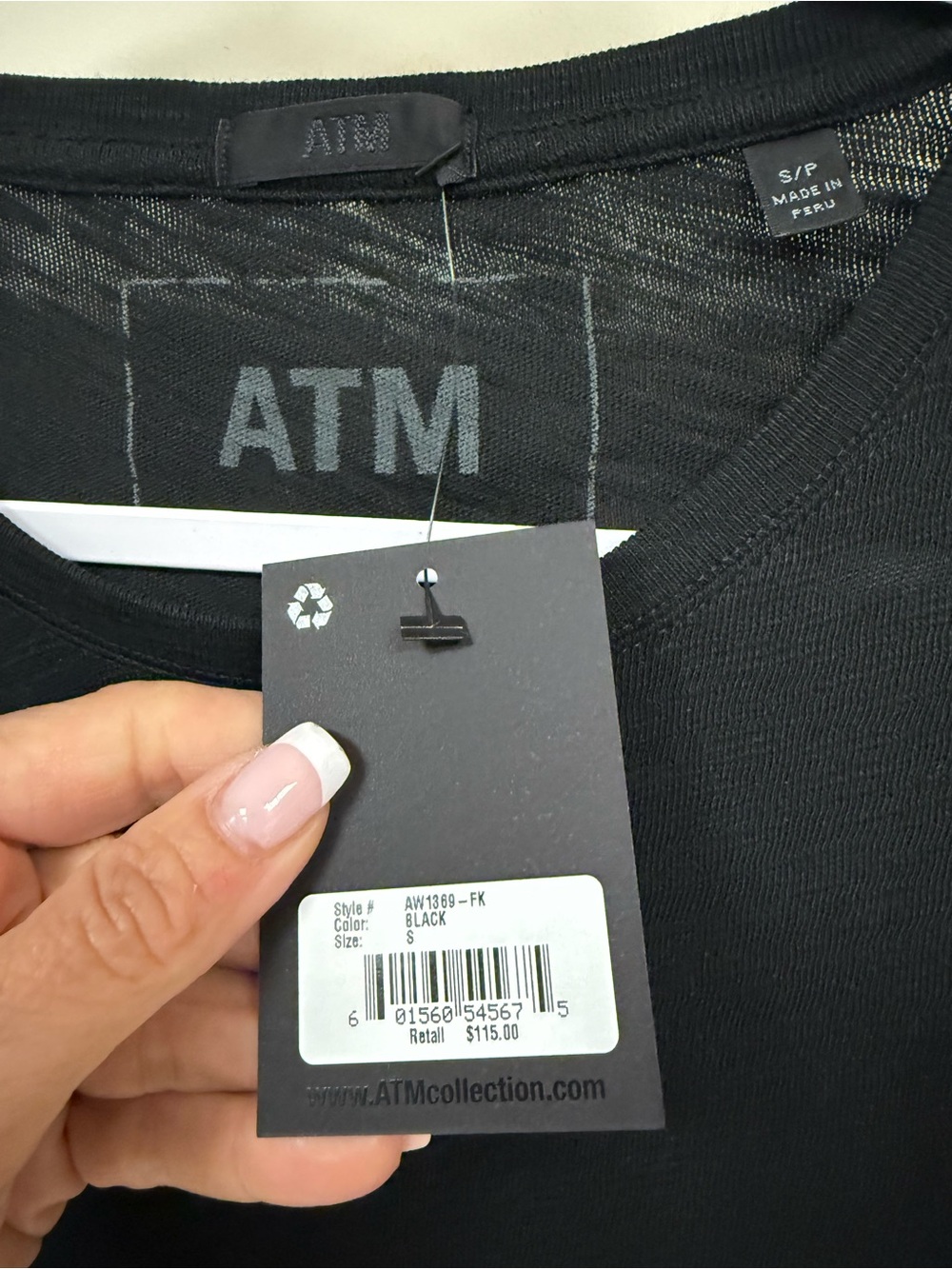 ATM Anthony Thomas Melillo Black Long-Sleeve Crewneck Tee NEW - Picture 5 of 7
